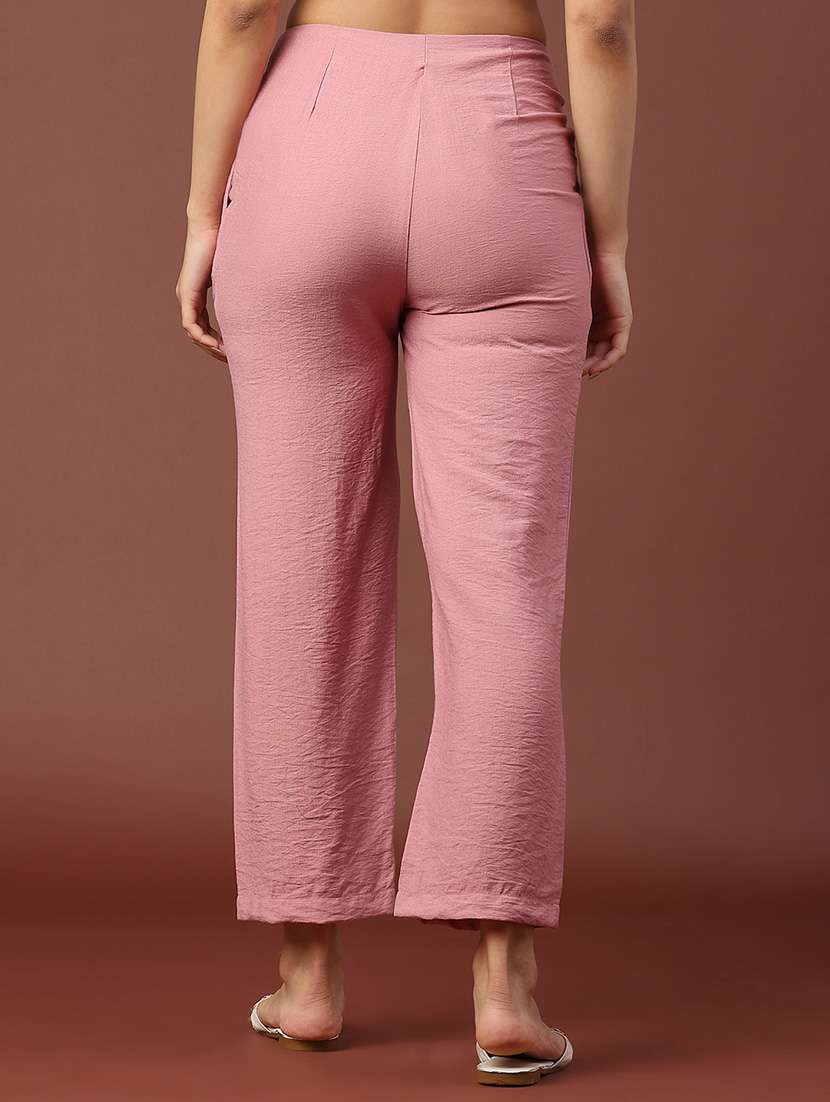 women solid mid rise straight trouser - 22250434 -  Standard Image - 4