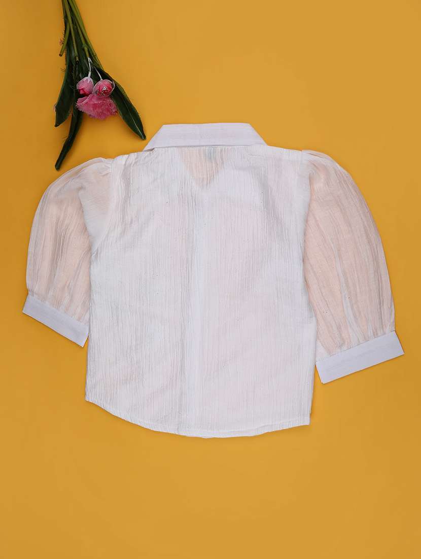 girls self designed puff sleeve top - 22250484 -  Standard Image - 1