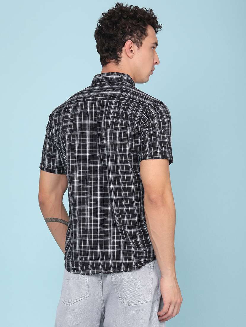 men checkered short sleeve regular fit casual shirt - 22250505 -  Standard Image - 4