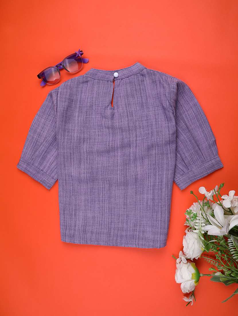 girls self designed puff sleeve top - 22250545 -  Standard Image - 1