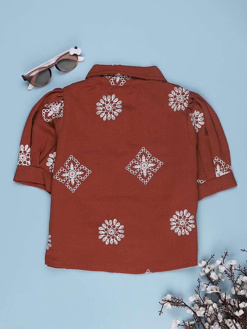 girls self designed puff sleeve top - 22250550 -  Standard Image - 1