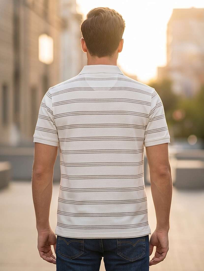 men striped short sleeve regular fit polo t-shirt - 22250614 -  Standard Image - 4