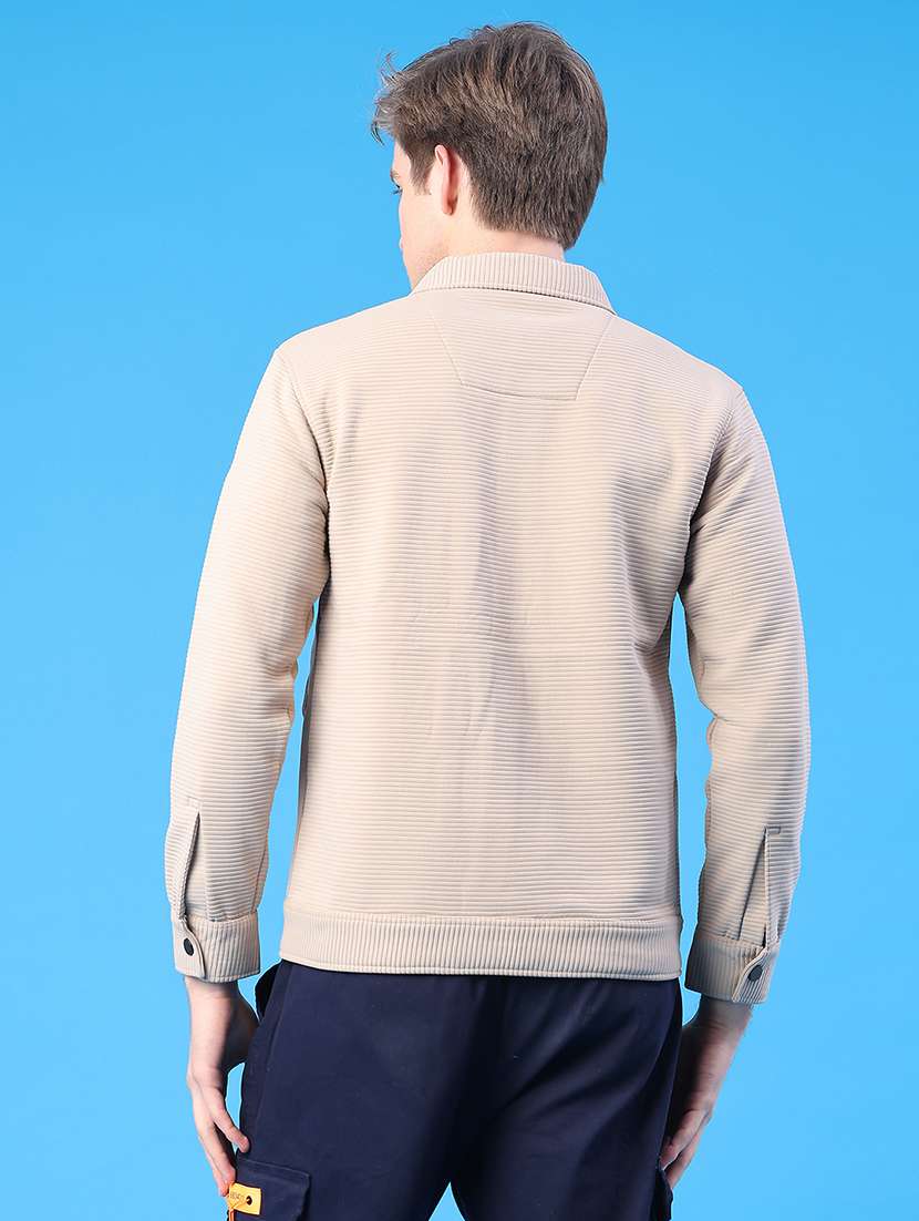 men solid long sleeve regular fit shacket - 22250700 -  Standard Image - 4
