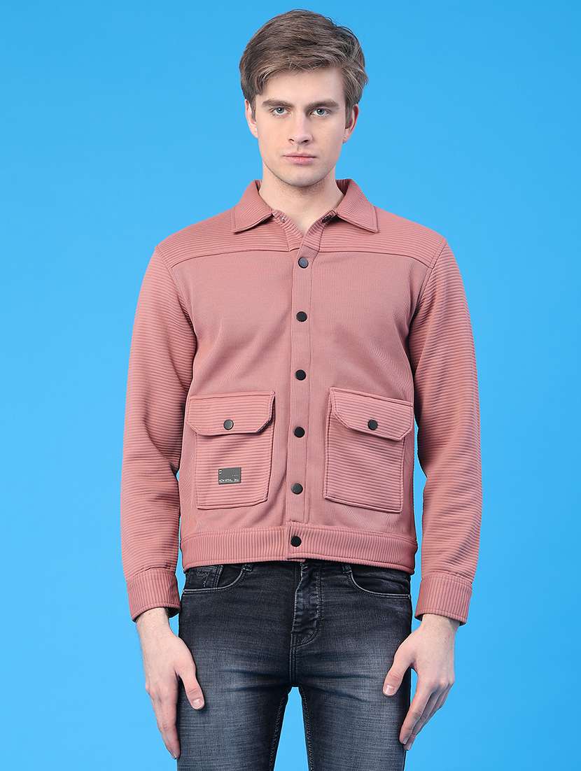 men solid long sleeve regular fit shacket - 22250702 -  Standard Image - 1