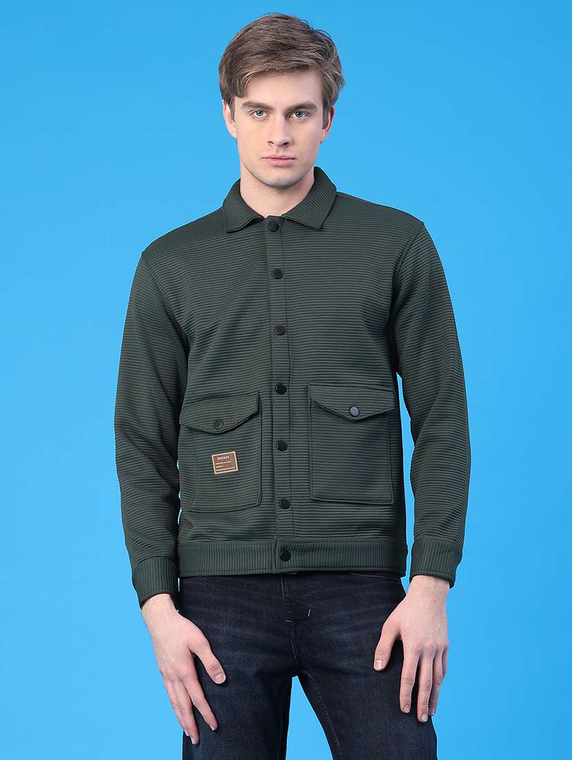 men solid long sleeve regular fit shacket - 22250703 -  Standard Image - 1