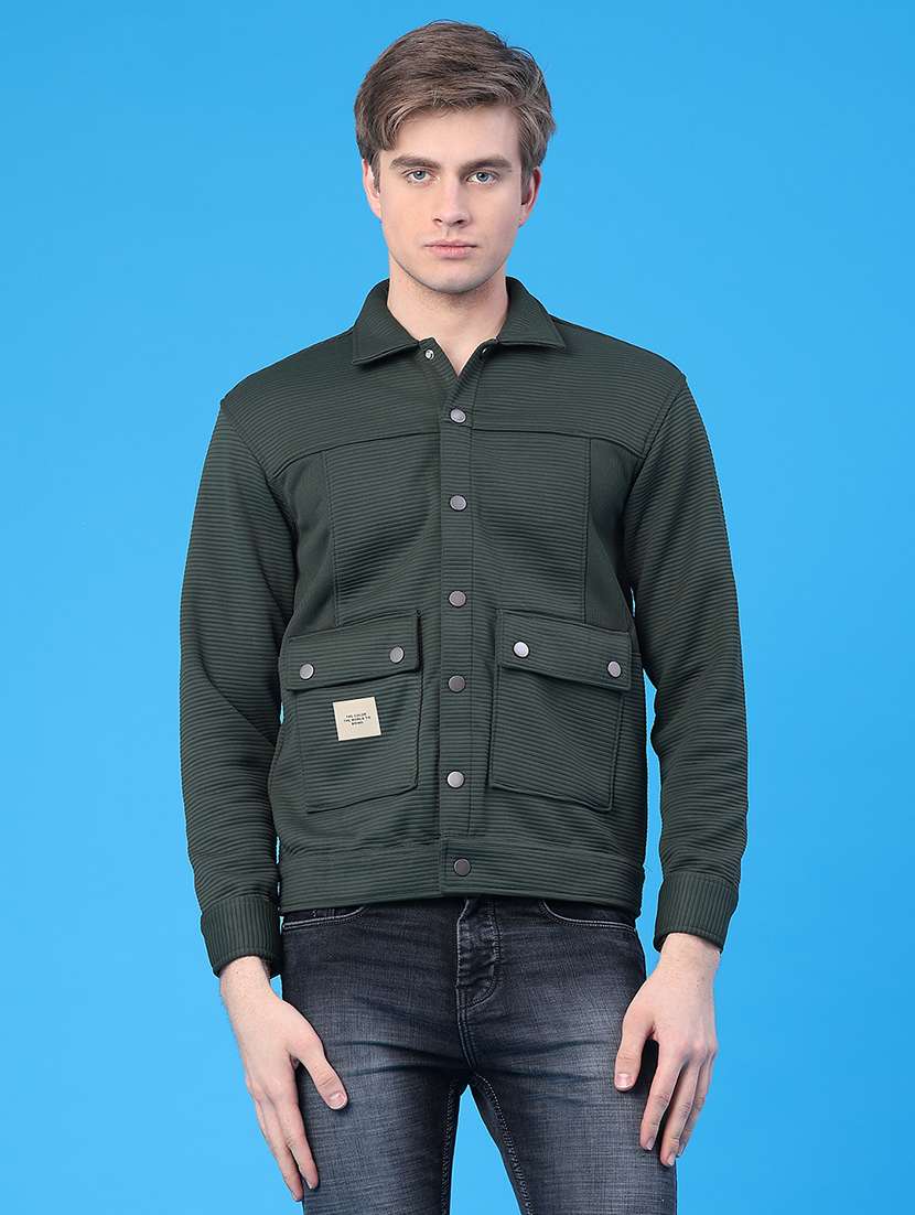 men solid long sleeve regular fit shacket - 22250745 -  Standard Image - 1