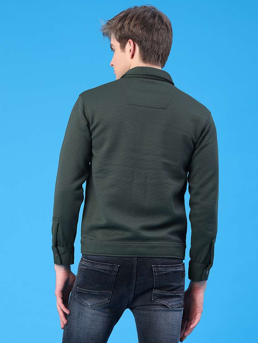 men solid long sleeve regular fit shacket - 22250745 -  Standard Image - 4