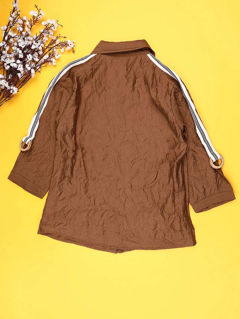 girls solid three quarter sleeve top - 22250867 -  Standard Image - 1