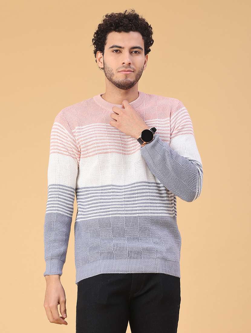 men striped long sleeve regular fit pullover  - 22250916 -  Standard Image - 1