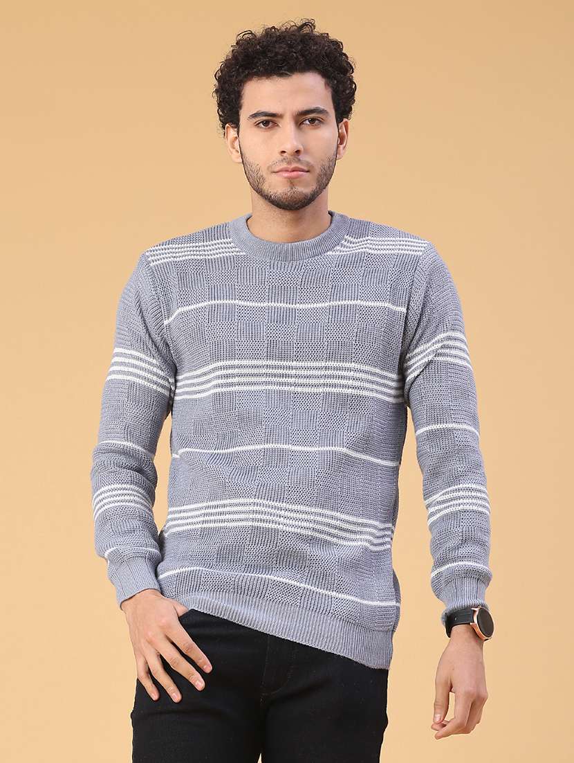 men striped long sleeve regular fit pullover  - 22250917 -  Standard Image - 1