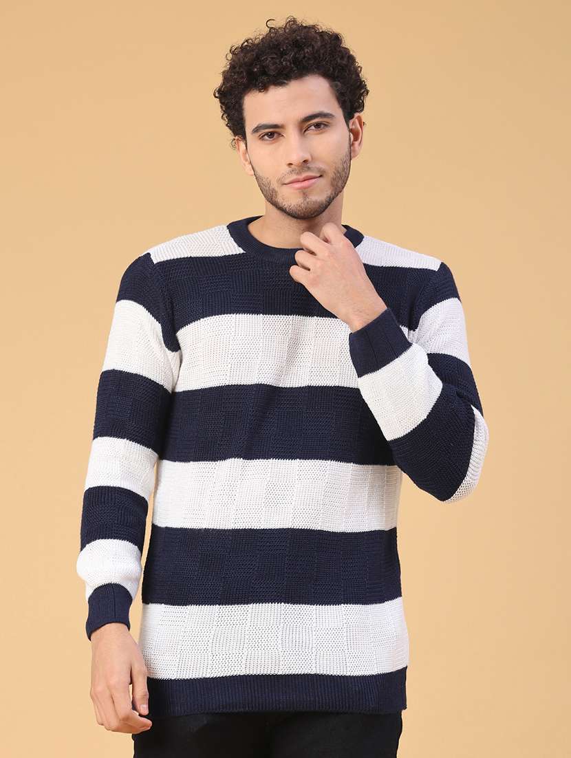men striped long sleeve regular fit pullover  - 22250918 -  Standard Image - 1