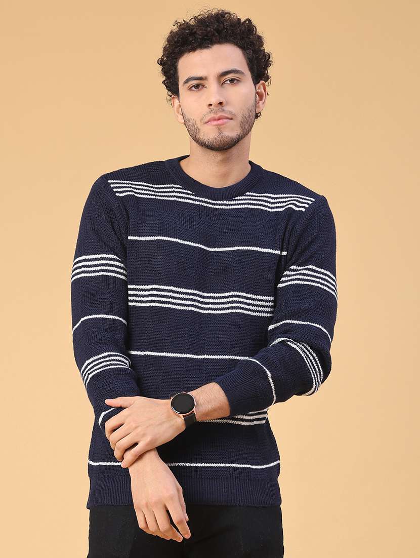 men striped long sleeve regular fit pullover  - 22250923 -  Standard Image - 1