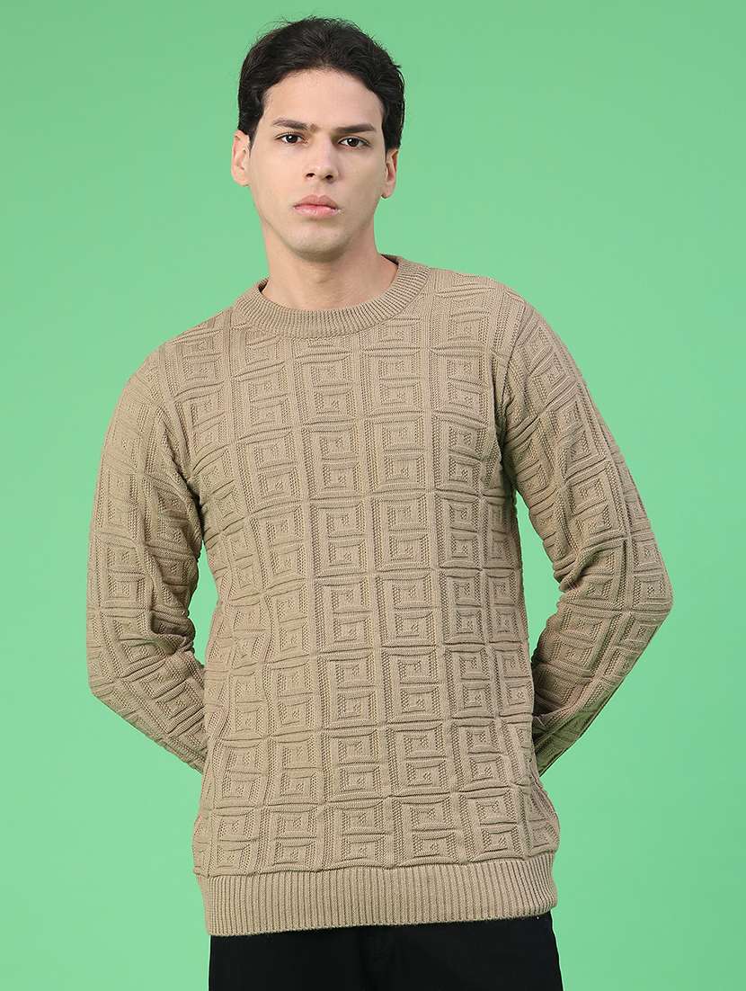 men self design long sleeve regular fit pullover  - 22251002 -  Standard Image - 1