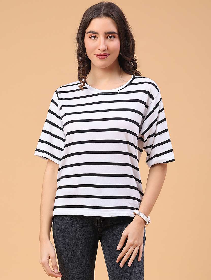 women striped short sleeve t-shirt - 22251017 -  Standard Image - 1