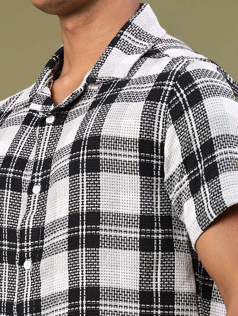 men checkered short sleeve slim fit casual shirt - 22251024 -  Standard Image - 1