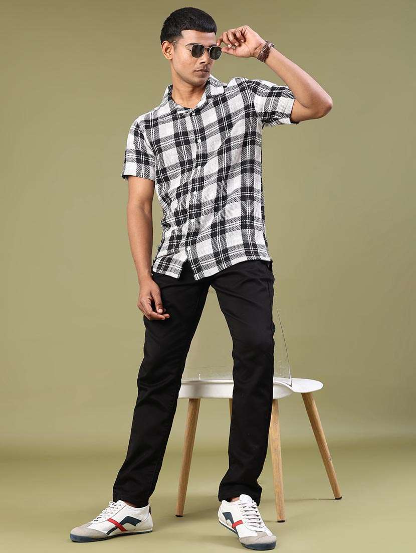 men checkered short sleeve slim fit casual shirt - 22251024 -  Standard Image - 4