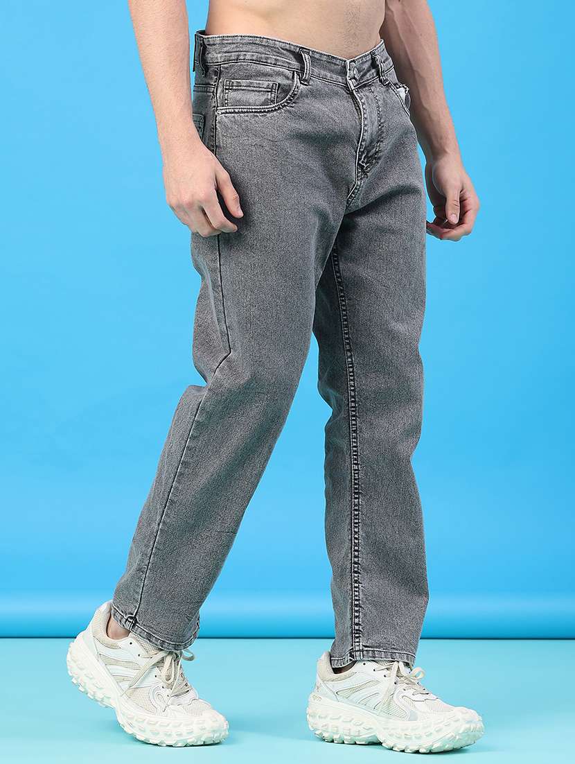 men plain mid rise full length straight fit jeans - 22251034 -  Standard Image - 1