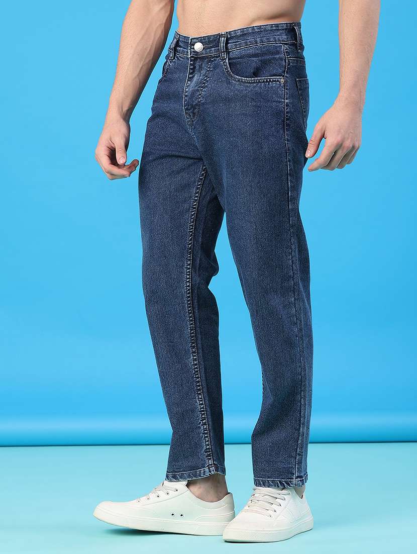 men plain mid rise full length straight fit jeans - 22251037 -  Standard Image - 1