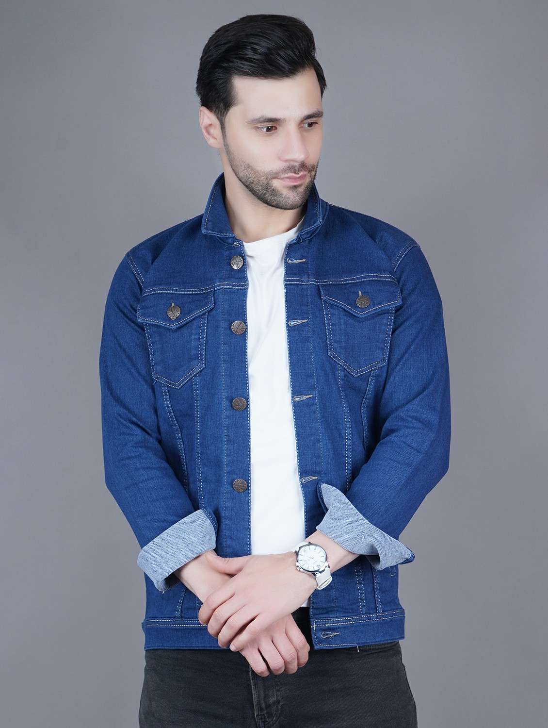 men solid long sleeve regualr fit denim jacket - 22251265 -  Standard Image - 1
