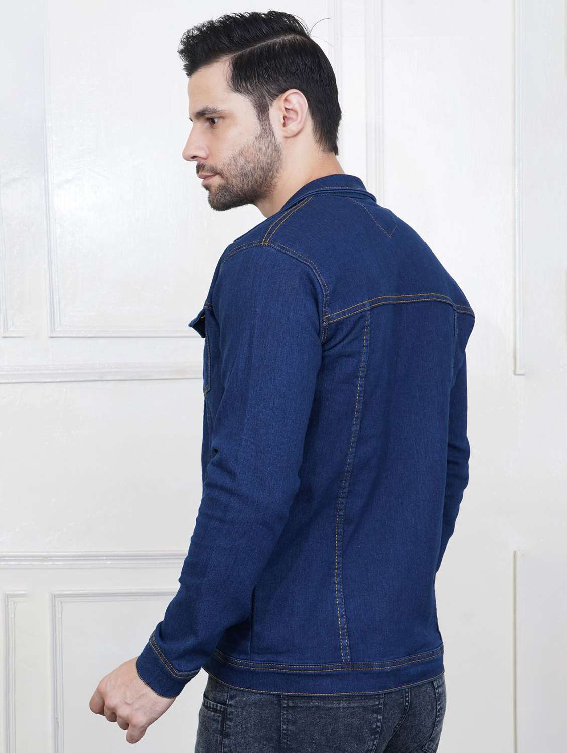 men solid long sleeve regualr fit denim jacket - 22251276 -  Standard Image - 1