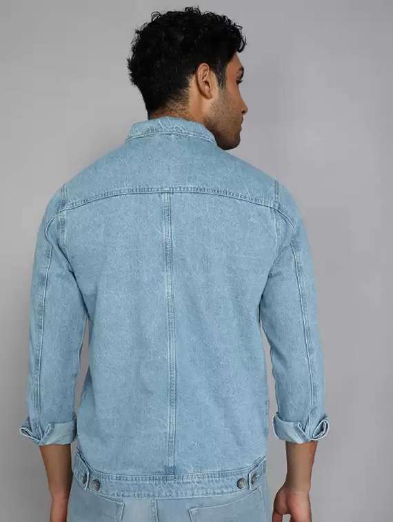men solid long sleeve regualr fit denim jacket - 22251315 -  Standard Image - 1
