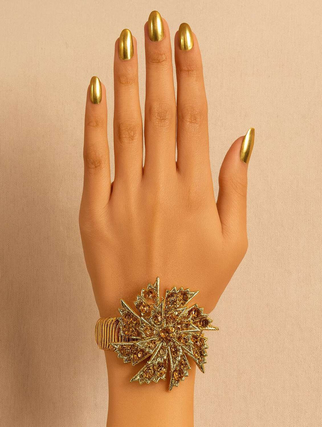 women embellished gold-plated floral statement bracelet - 22251538 -  Standard Image - 1