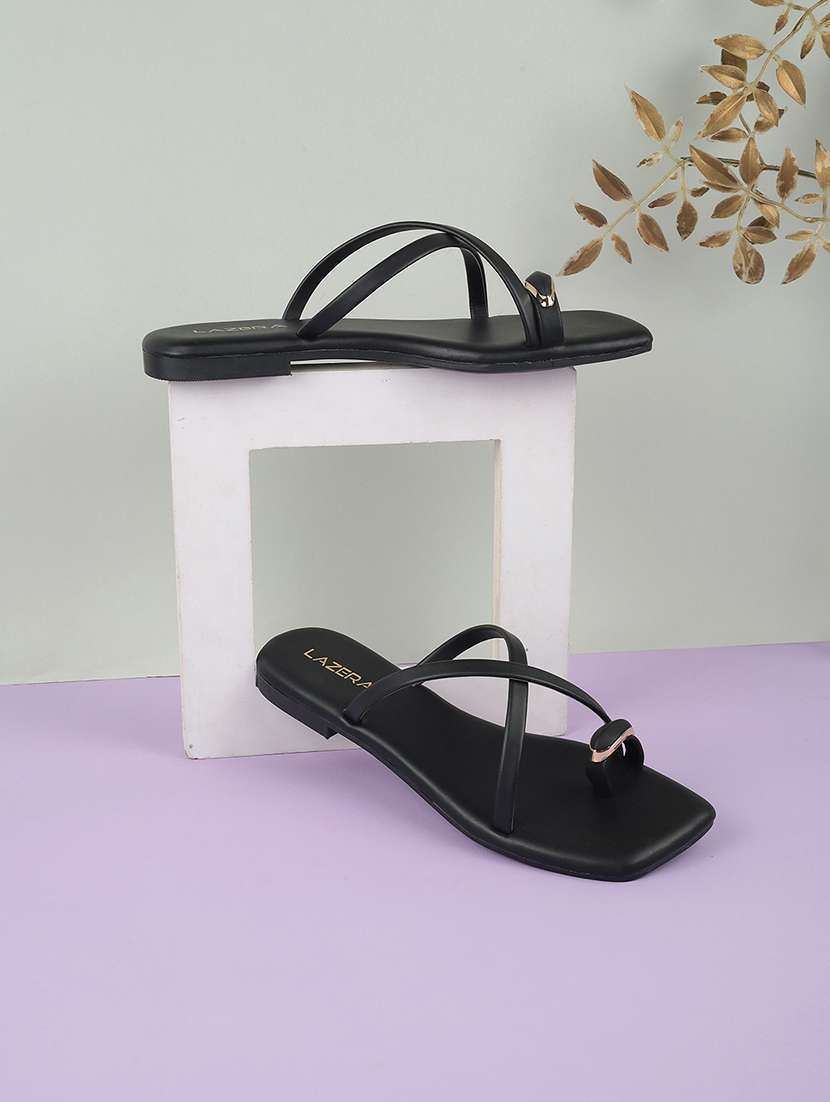 women slip on flat sandal