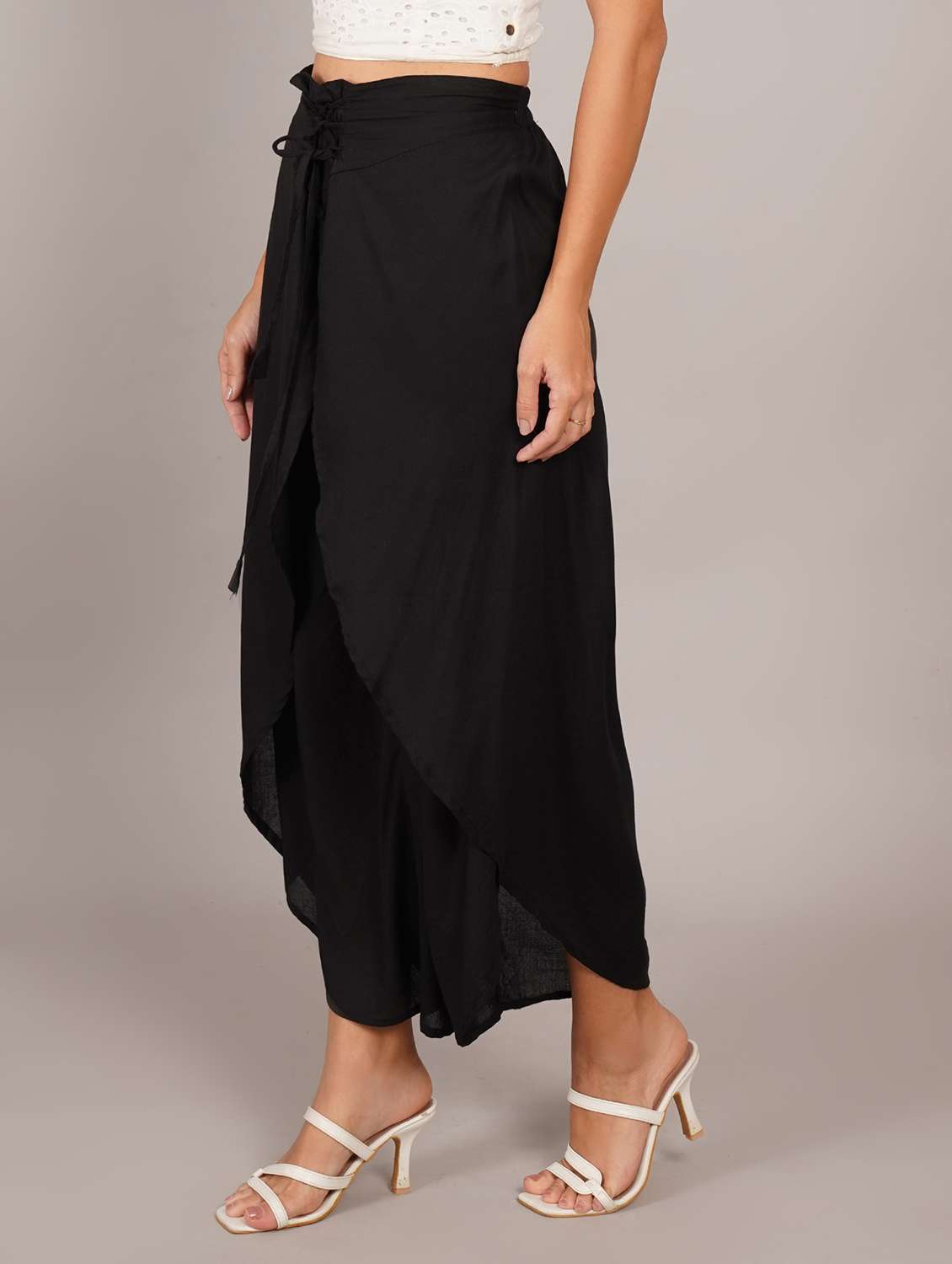 women solid high rise flared  palazzo - 22251905 -  Standard Image - 1