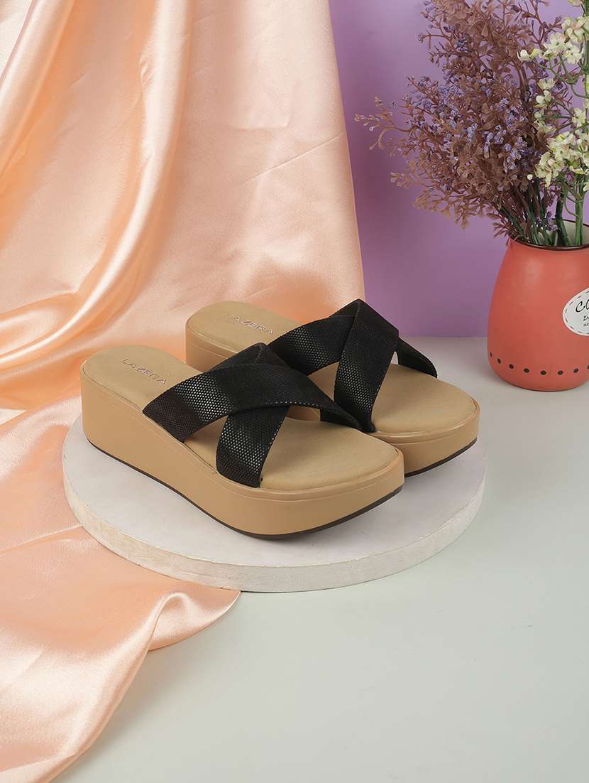women solid platform wedges