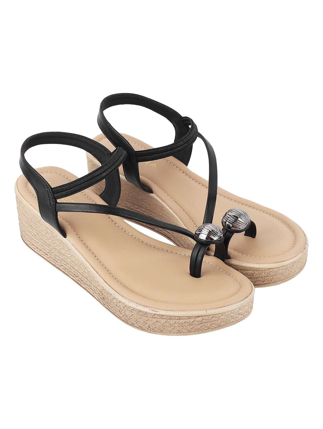 women solid back strapl wedge - 22251961 -  Standard Image - 1