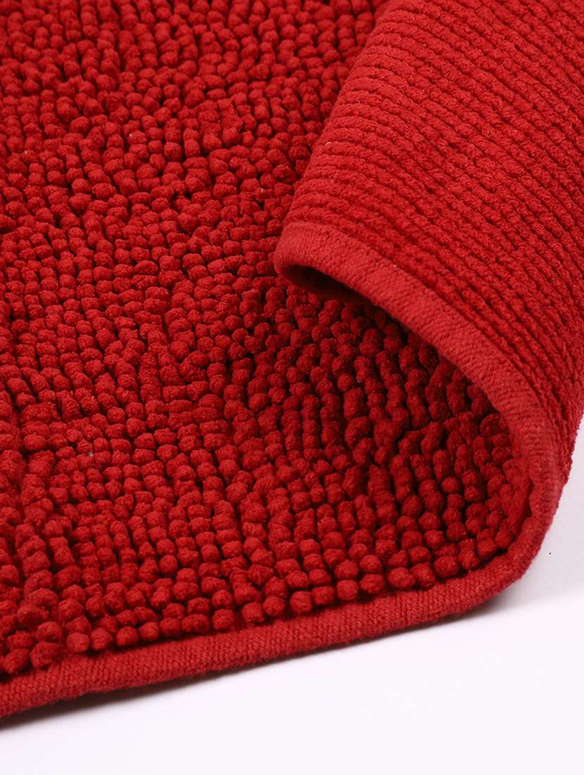 jamio firati luxury cotton chenille bathroom mat, red, super absorbent non-slip bath rug, indoor floor mat for bathroom - 22251965 -  Standard Image - 4