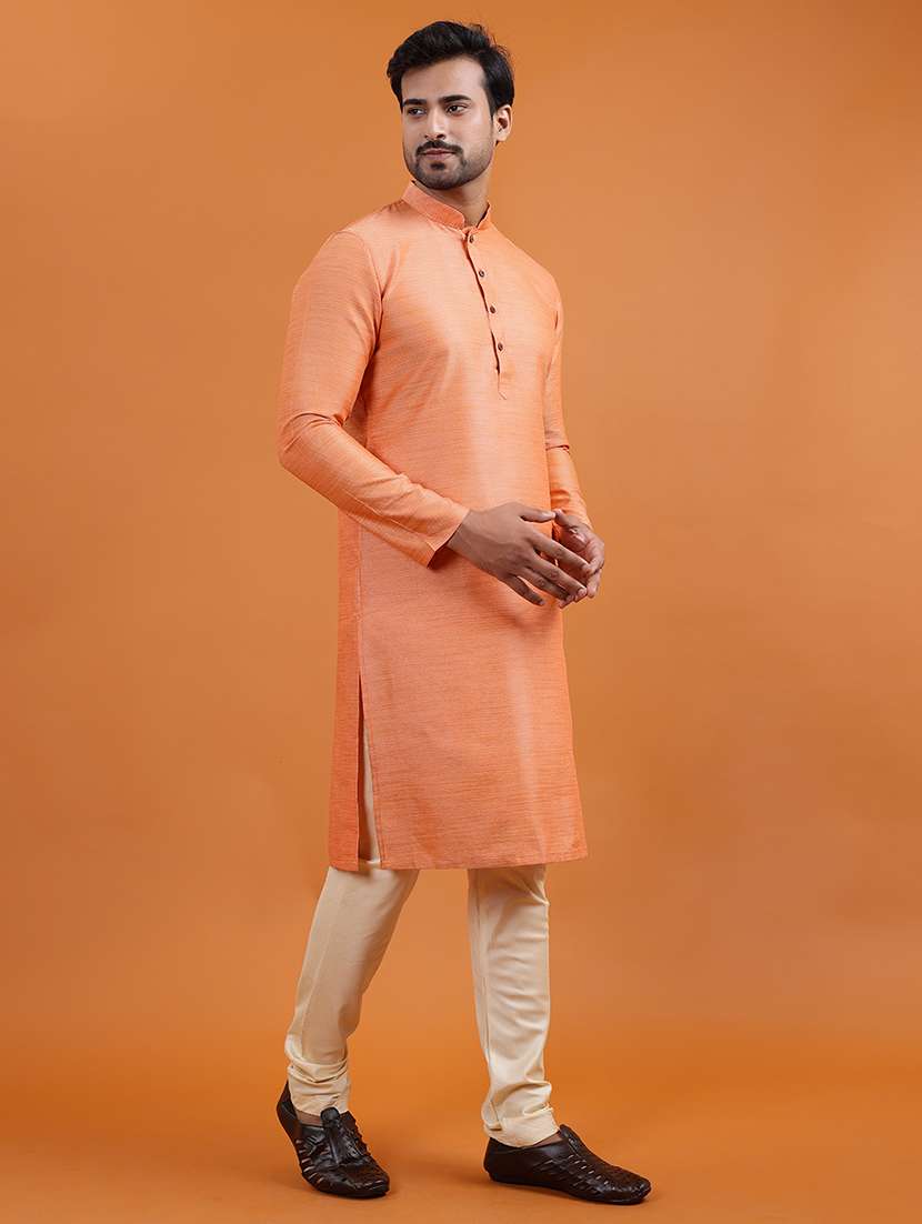 men chevron mandarin neck long kurta - 22251968 -  Standard Image - 1
