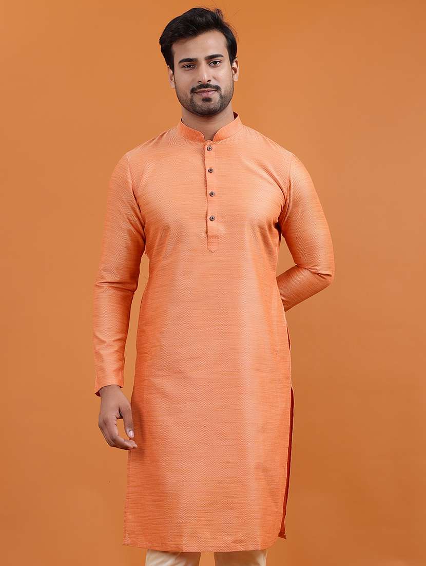 men chevron mandarin neck long kurta - 22251968 -  Standard Image - 4