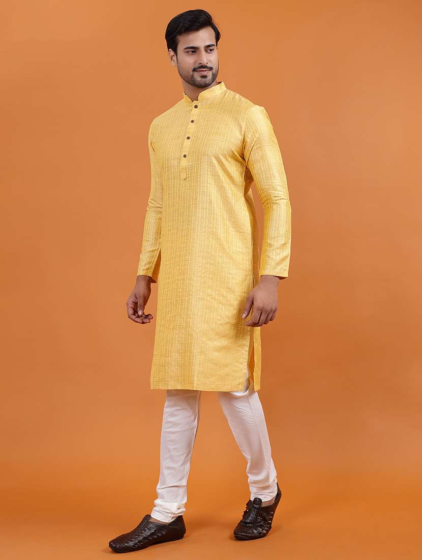 men self design mandarin neck long kurta - 22251969 -  Standard Image - 1
