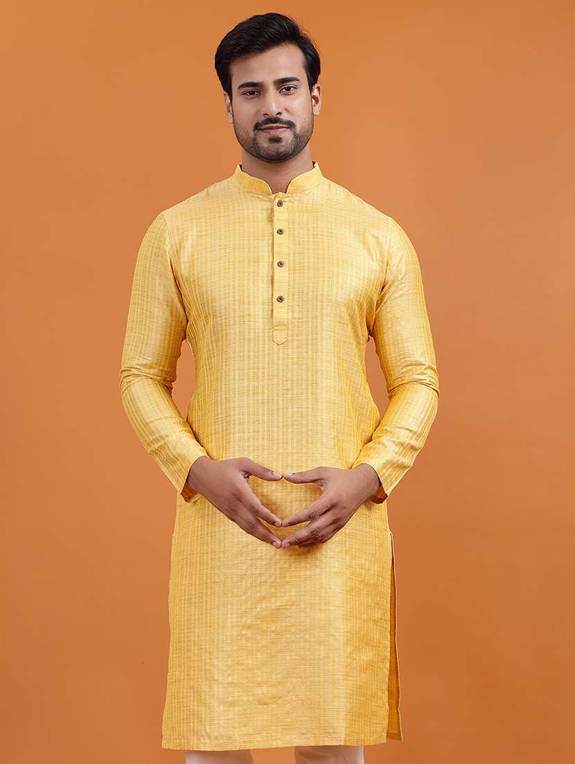 men self design mandarin neck long kurta - 22251969 -  Standard Image - 4