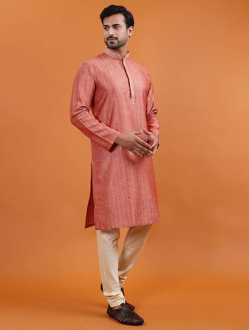 men self design mandarin neck long kurta - 22251971 -  Standard Image - 1