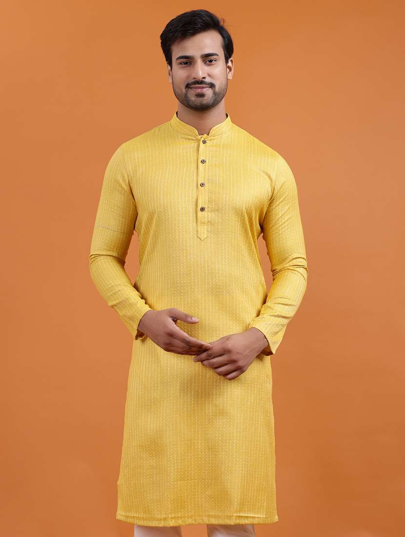 men self design mandarin neck long kurta - 22251972 -  Standard Image - 4