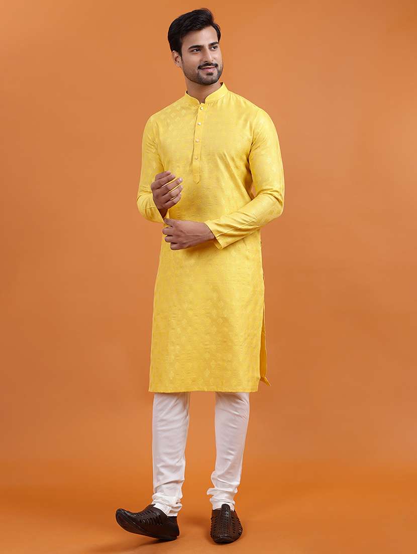 men self design mandarin neck long kurta - 22251974 -  Standard Image - 1