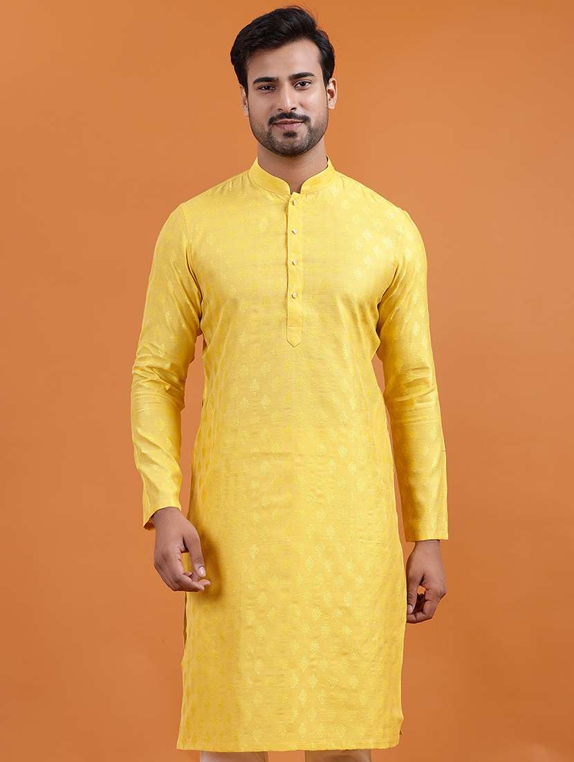 men self design mandarin neck long kurta - 22251974 -  Standard Image - 4