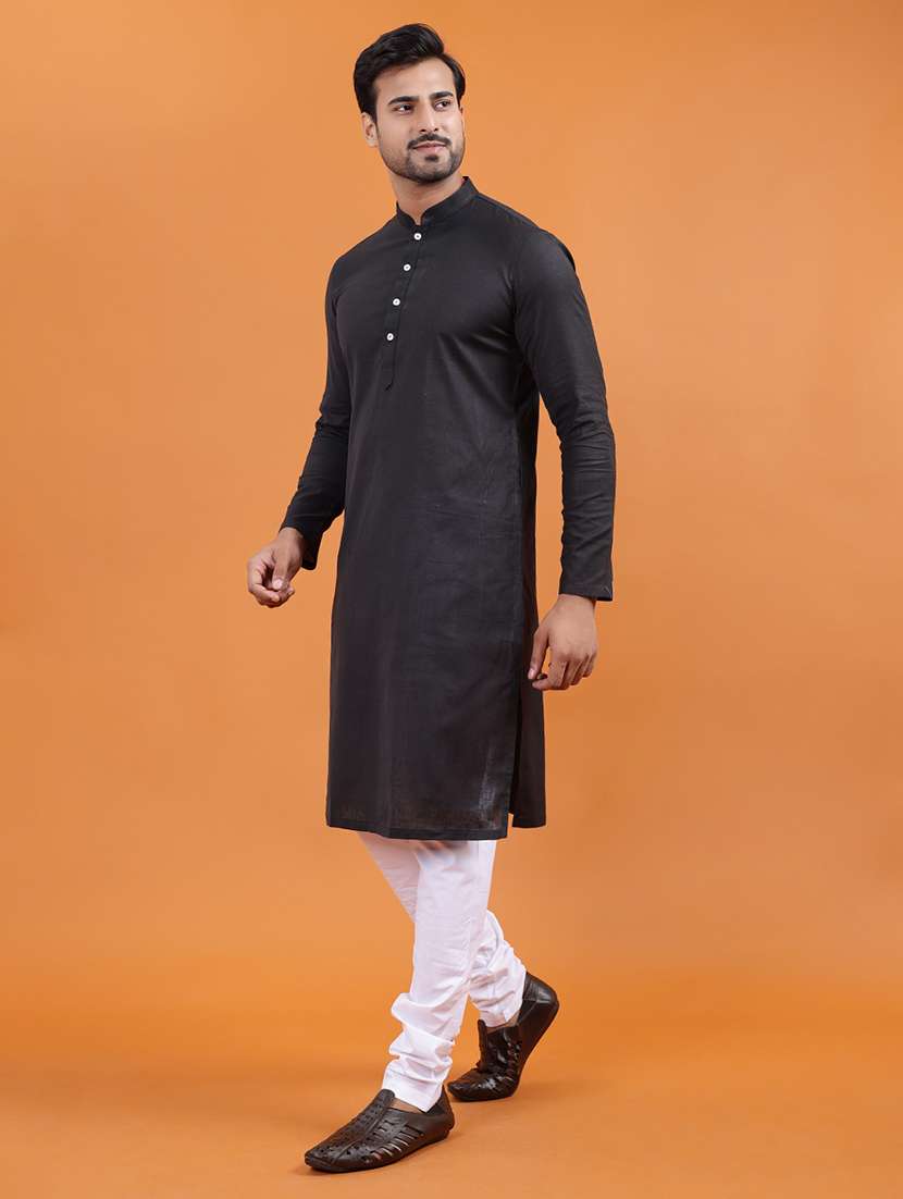 men solid mandarin neck long kurta - 22251975 -  Standard Image - 1