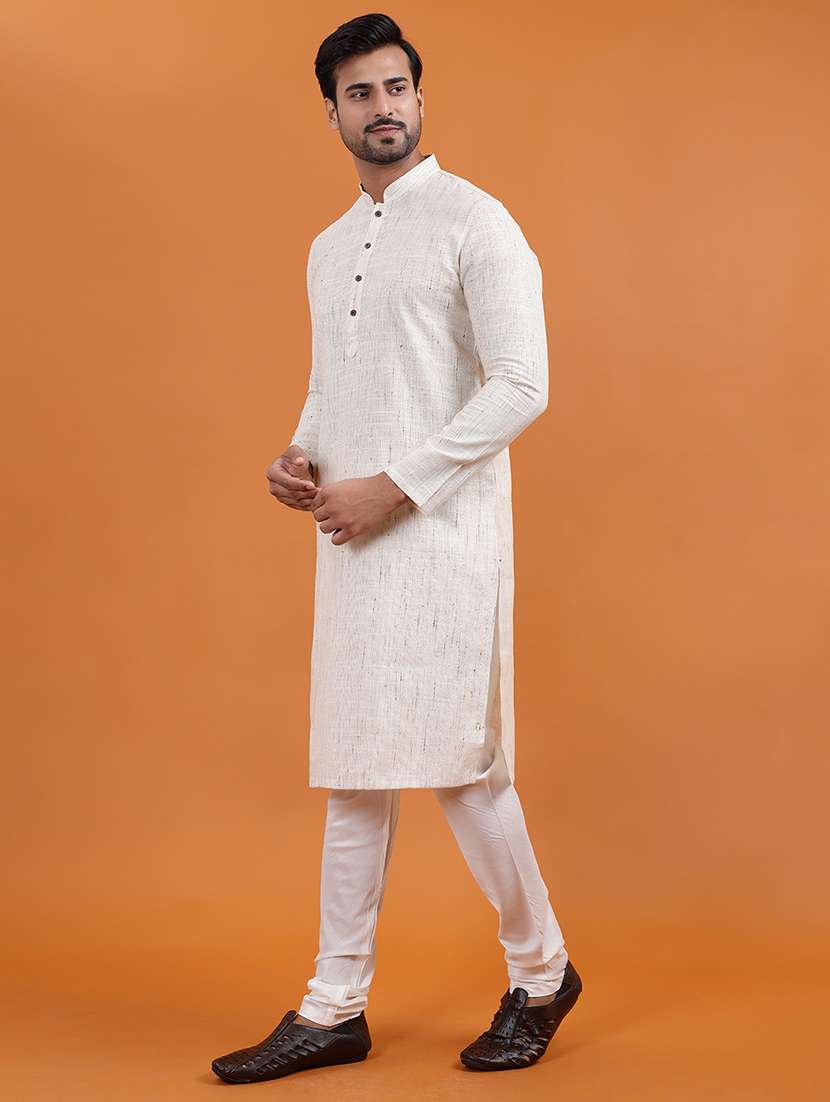 men self design mandarin neck long kurta - 22251980 -  Standard Image - 1