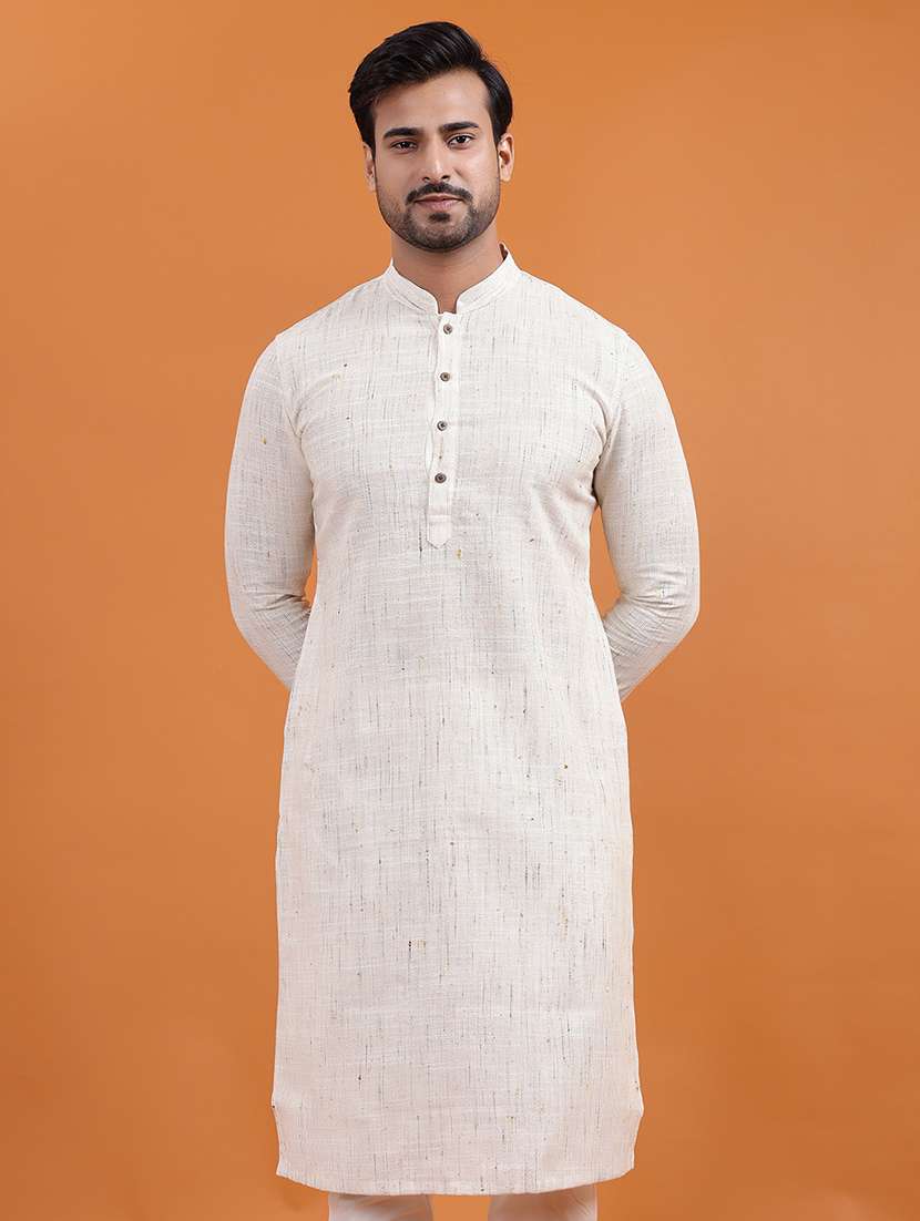 men self design mandarin neck long kurta - 22251980 -  Standard Image - 4