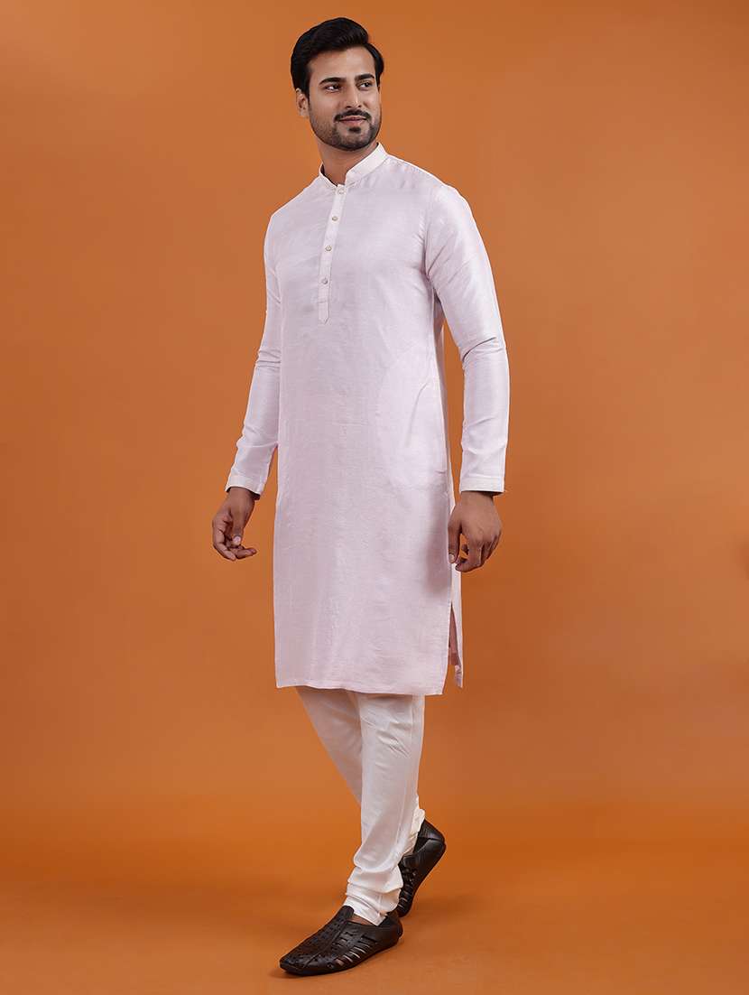 men solid mandarin neck long kurta - 22251982 -  Standard Image - 1