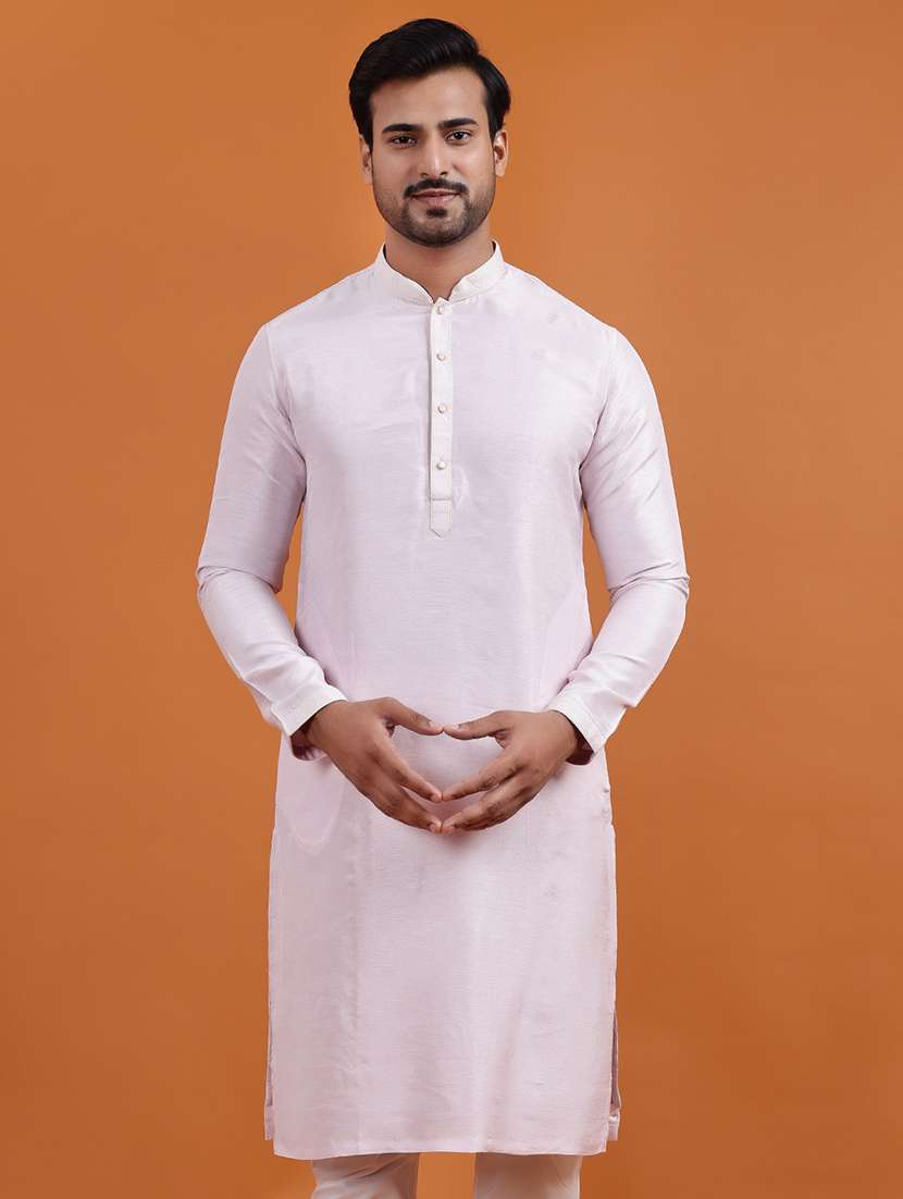 men solid mandarin neck long kurta - 22251982 -  Standard Image - 4