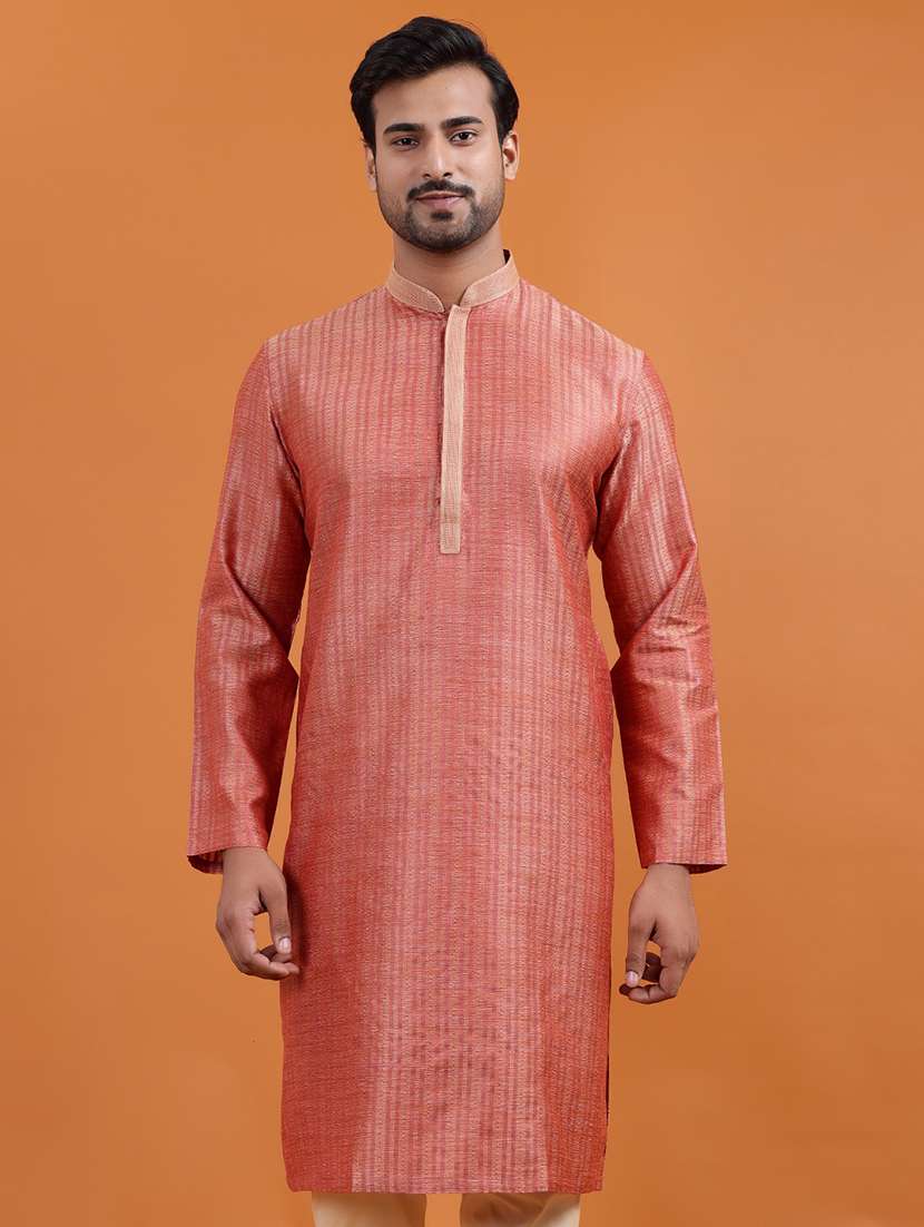 men self design mandarin neck kurta pyjama ethnic wear set - 22251993 -  Standard Image - 4