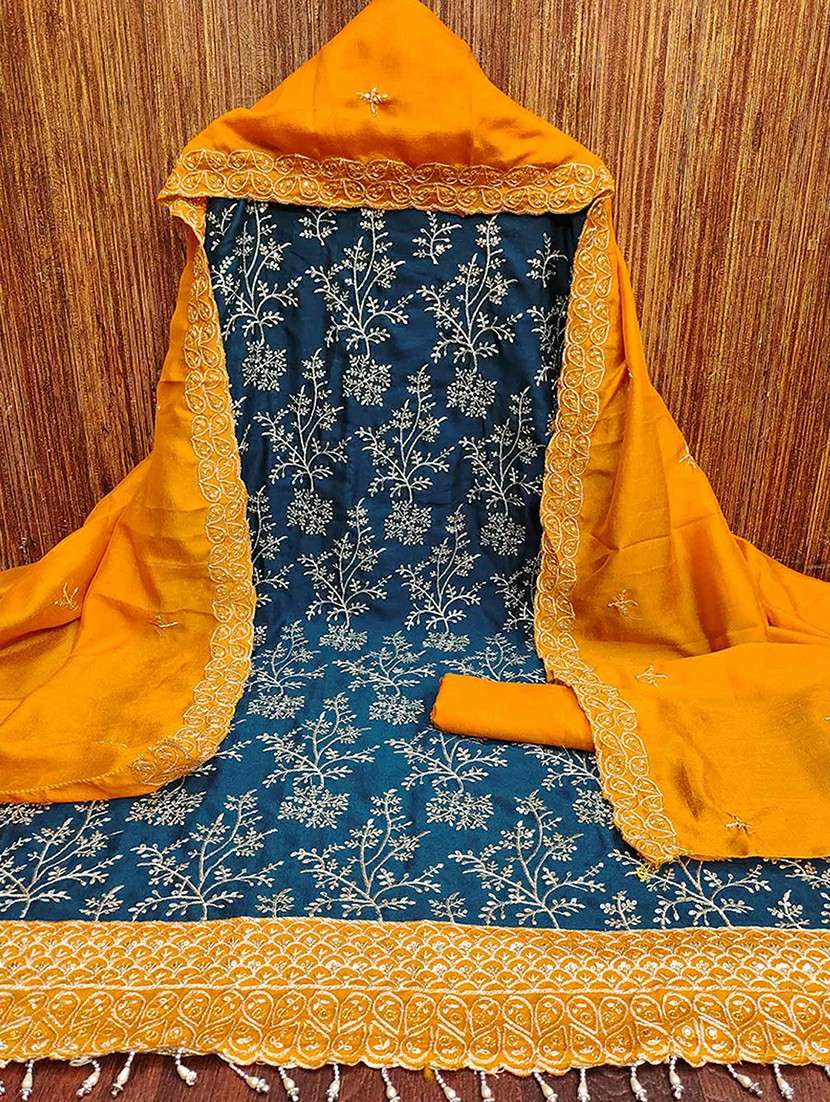 women solid with work unstitched suit set - 22252010 -  Standard Image - 1