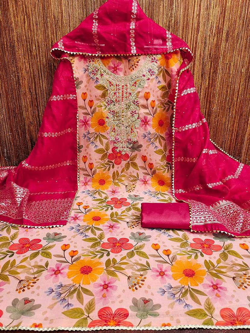 women floral embroidered unstitched suit set - 22252017 -  Standard Image - 1