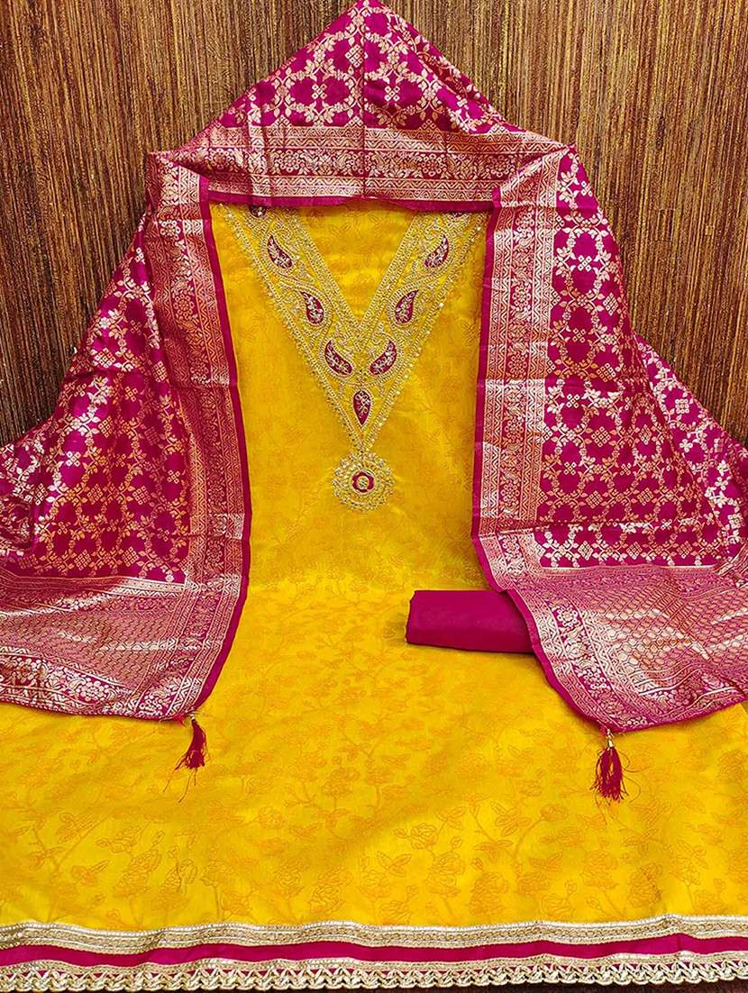 women floral embroidered unstitched suit set - 22252023 -  Standard Image - 1