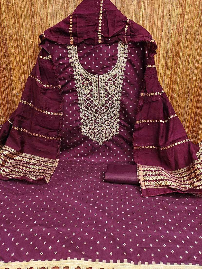 women self design embroidered unstitched suit set - 22252033 -  Standard Image - 1