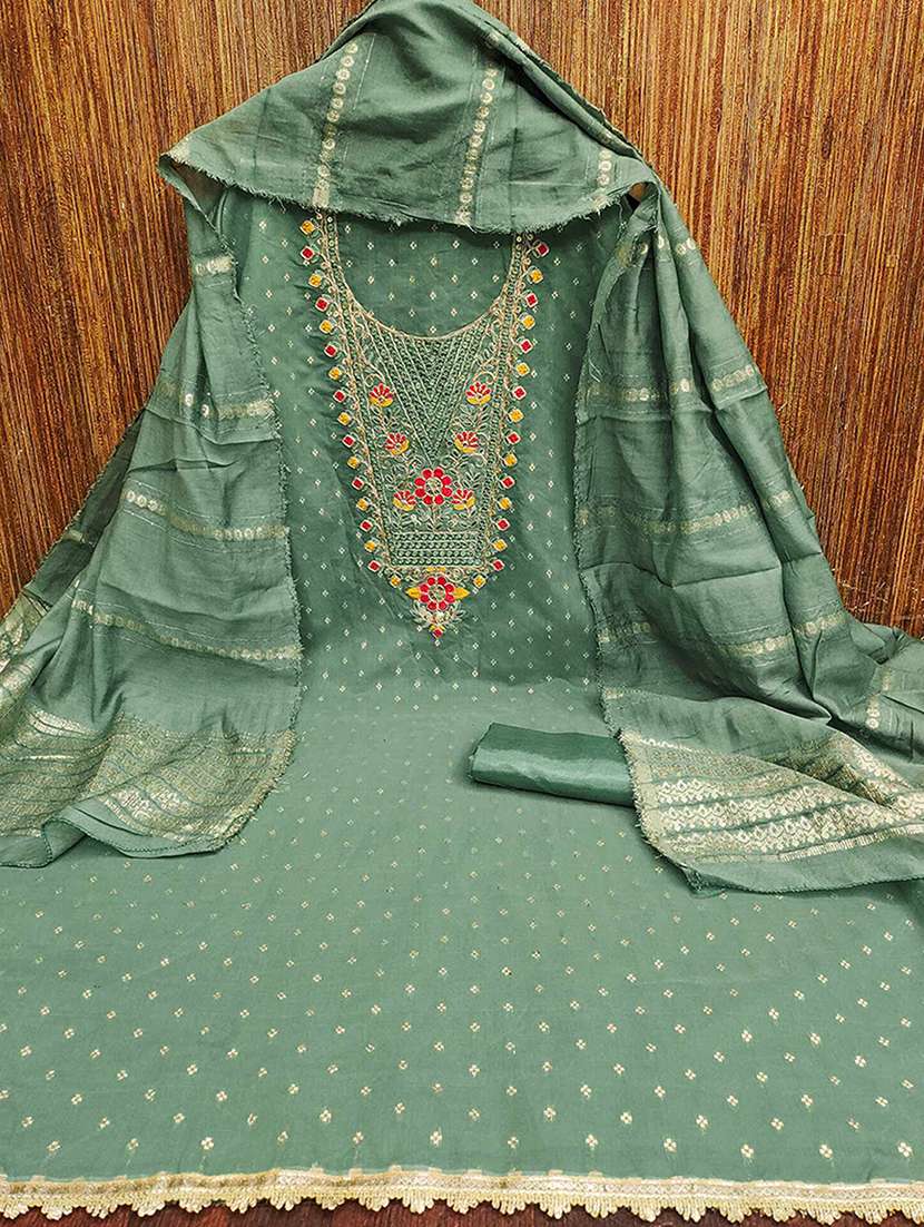 women self design embroidered unstitched suit set - 22252034 -  Standard Image - 1